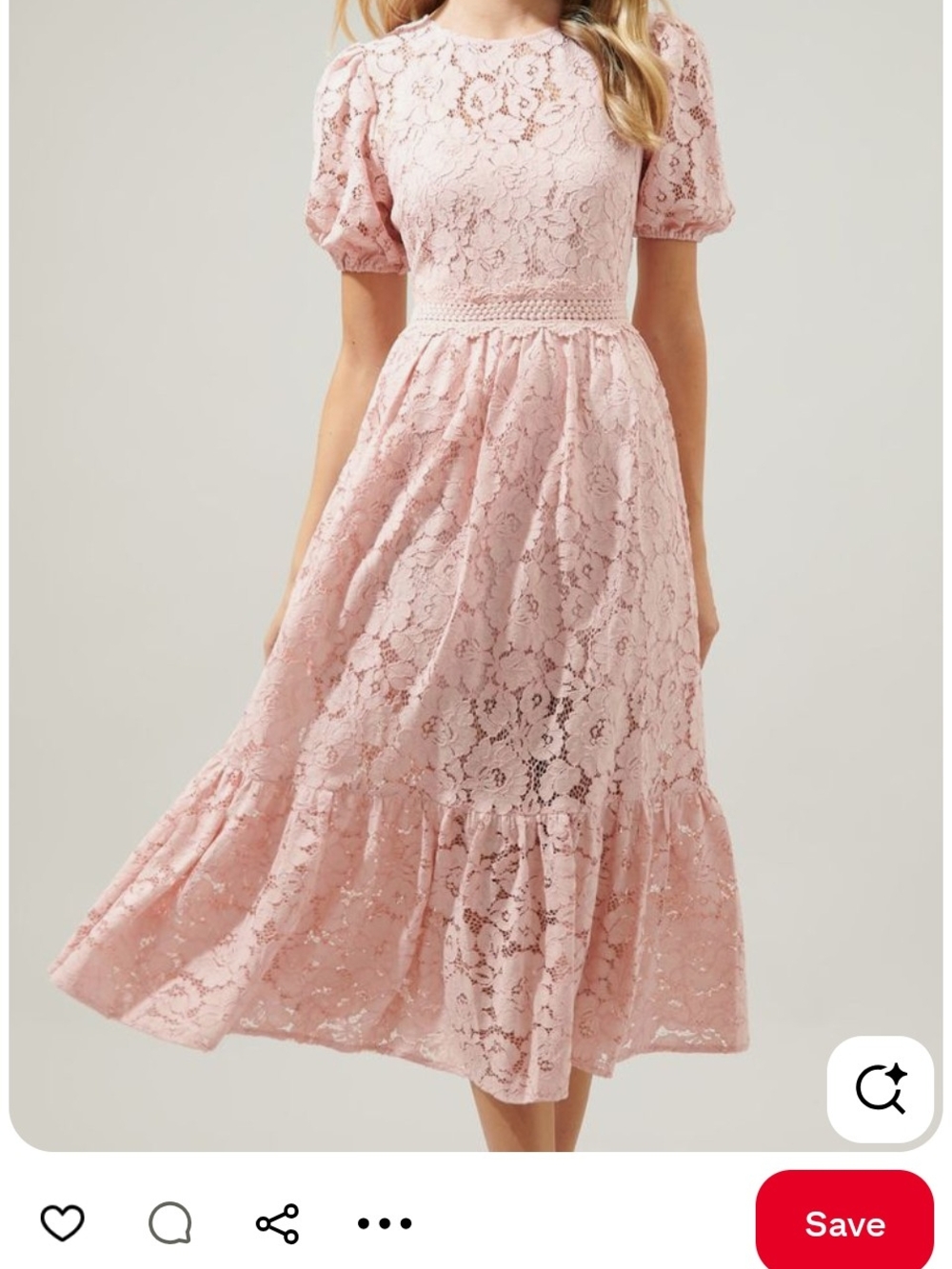 Sugarlips Blush Pink Lace Midi Dress